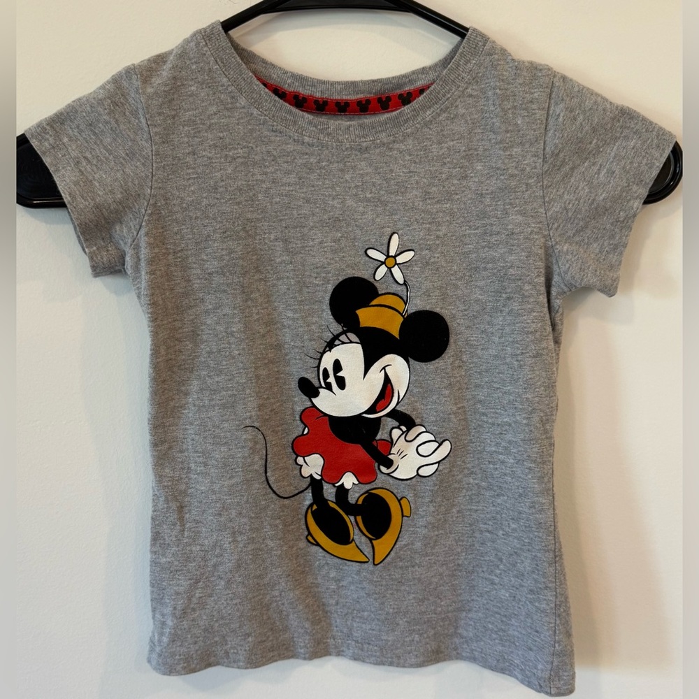 Disney Minnie Mouse Girls Graphic T-Shirt Flocked Minnie Kids Size 4/5